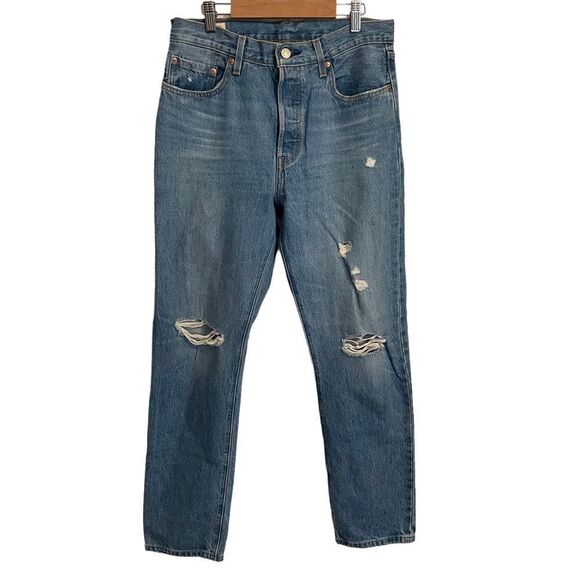 Levi's Denim - Levi's Premium 501 Ripped Distressed Button Fly Jeans Size 28